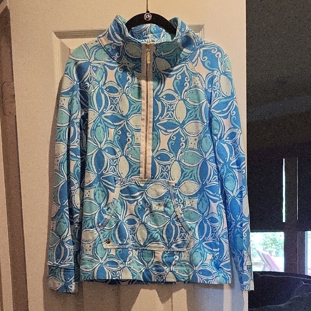Lilly Pulitzer Blue and White Patterned Pullover